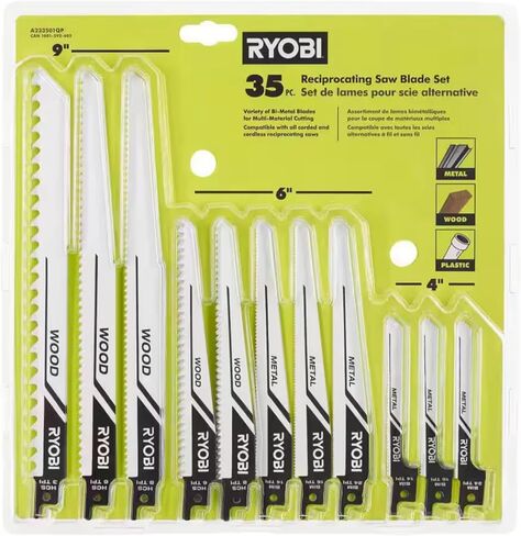 Buho One Handed Reciprocating Saw Accessory Bundle - Ryobi 18V Brushless Cordless Compact One Handed Reciprocating Saw, Multi-Purpose Reciprocating Saw Blade Set 35-Piece Tool Bag Battery Not Included in Kuwait