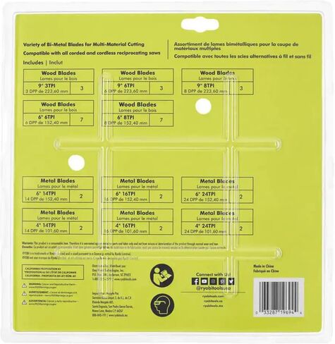 Buho One Handed Reciprocating Saw Accessory Bundle - Ryobi 18V Brushless Cordless Compact One Handed Reciprocating Saw, Multi-Purpose Reciprocating Saw Blade Set 35-Piece Tool Bag Battery Not Included in Kuwait