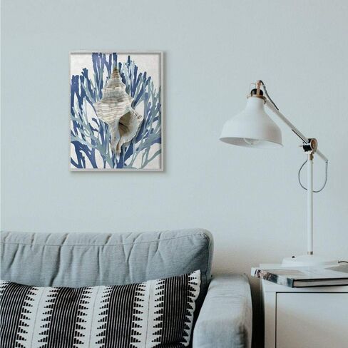 Stupell Industries Tower Shell Coral Blue Beach Design, Design by Caroline Kelly in Saudi Arabia
