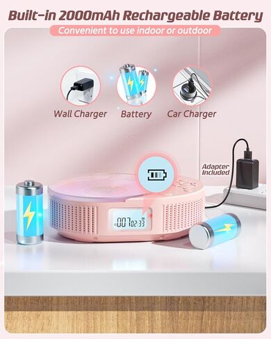 CD Player Portable, FELEMAN Upgraded Portable CD Player & Bluetooth Speaker 2 in 1 Combo, Rechargeable Boombox CD Player for Car/Home with Remote Control, FM Radio, Support AUX/USB, Headphone Jack in Saudi Arabia