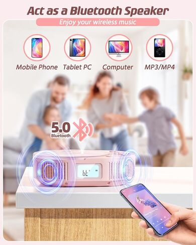 CD Player Portable, FELEMAN Upgraded Portable CD Player & Bluetooth Speaker 2 in 1 Combo, Rechargeable Boombox CD Player for Car/Home with Remote Control, FM Radio, Support AUX/USB, Headphone Jack in Saudi Arabia