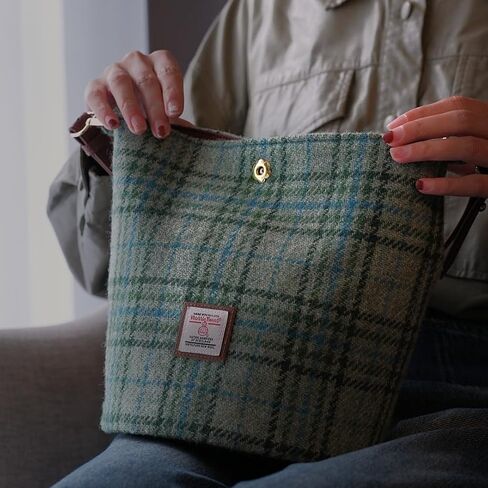 Harris Tweed Bucket bag Shoulder bag Handbag for Women with Microfiber-leather Strap,9.8 * 8.6 * 7 inch in Saudi Arabia
