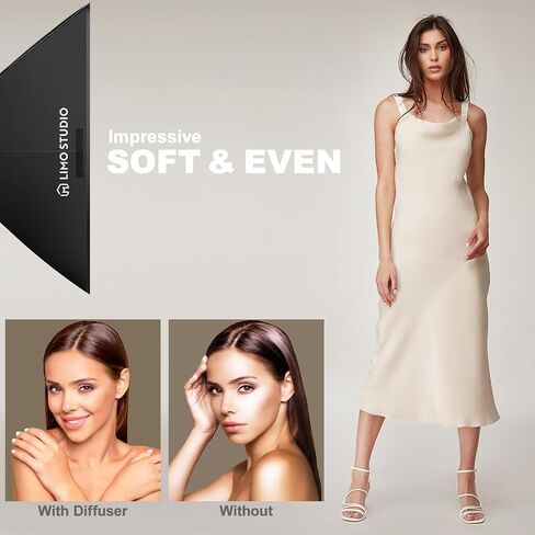 LimoStudio (LED Super Bright) 2600W Output Photo Studio Umbrella Continuous Lighting Kit, 6500K Neutral Day Light, 9200 Lumen, CRI>95, White Soft Umbrella Diffuser & Black, Silver Reflector, AGG3429 in Saudi Arabia
