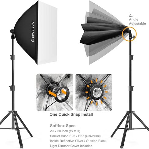 LimoStudio (LED Super Bright) 2600W Output Photo Studio Umbrella Continuous Lighting Kit, 6500K Neutral Day Light, 9200 Lumen, CRI>95, White Soft Umbrella Diffuser & Black, Silver Reflector, AGG3429 in Saudi Arabia