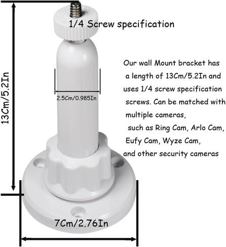 Wall Mount Bracket Compatible with Eufy Cameras &Wyze Cam &Arlo Cameras &Ring Camera .360 Degree Adjustable Bracket with 1/4 Screw Head for Surveillance Camera and Solar Panel (White 3pcs) in Saudi Arabia
