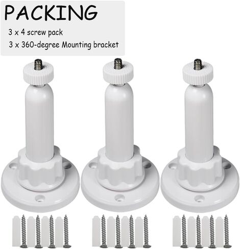 Wall Mount Bracket Compatible with Eufy Cameras &Wyze Cam &Arlo Cameras &Ring Camera .360 Degree Adjustable Bracket with 1/4 Screw Head for Surveillance Camera and Solar Panel (White 3pcs) in Saudi Arabia