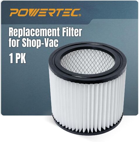 POWERTEC Cartridge Filters, for Shop Vac Replacement Filters 90398, 9039800, Fits Shop-Vac Most 4 Gallon and Less Wet/Dry Vacuum Cleaners, 1PK (75083) in Saudi Arabia