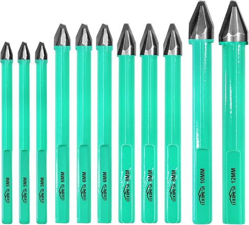 Masonry Drill Bits Set - 10pcs 1/4"(6mm) Concrete Drill Bits Set Ceramic Drill Bit Carbide for for Wood, Plastic, Masonry, Ceramic Tile, Marble, Glass, Quick Change Hex Shank in Kuwait