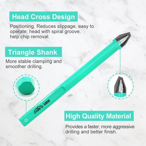 Masonry Drill Bits Set - 10pcs 1/4"(6mm) Concrete Drill Bits Set Ceramic Drill Bit Carbide for for Wood, Plastic, Masonry, Ceramic Tile, Marble, Glass, Quick Change Hex Shank in Kuwait