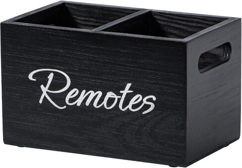 Yeeco Wooden TV Remote Holder, Remote Control Holder for Table, Wood Media Remote Controller Caddy Organizer Storage Box for Living Room Nightstand Desktop Black 3.5"x3.5"x3.5" in Saudi Arabia