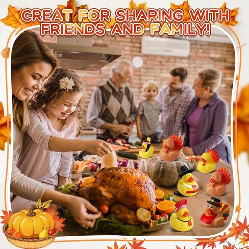 24 Pcs Thanksgiving Rubber Ducks, Thanksgiving Themed Ducks Bulk Turkey Ducks, Thanksgiving Party Favors Supplies for Kids Adults, Fall Duck Bathtub Bathing Toy for Holiday Autumn Table Centerpiece in Saudi Arabia