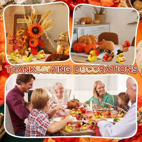 24 Pcs Thanksgiving Rubber Ducks, Thanksgiving Themed Ducks Bulk Turkey Ducks, Thanksgiving Party Favors Supplies for Kids Adults, Fall Duck Bathtub Bathing Toy for Holiday Autumn Table Centerpiece in Saudi Arabia