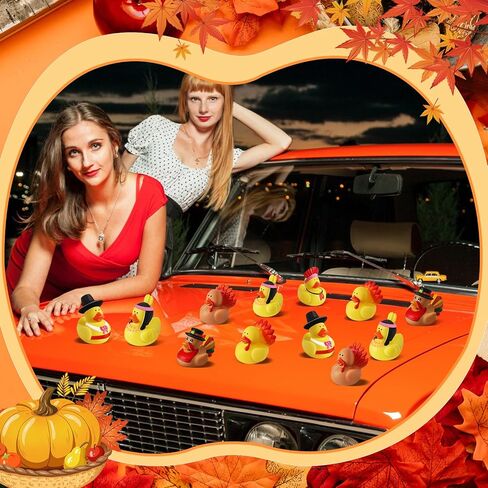 24 Pcs Thanksgiving Rubber Ducks, Thanksgiving Themed Ducks Bulk Turkey Ducks, Thanksgiving Party Favors Supplies for Kids Adults, Fall Duck Bathtub Bathing Toy for Holiday Autumn Table Centerpiece in Saudi Arabia