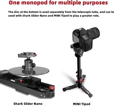 IFOOTAGE Cobra RB-A300-I, Round Base Monopod with Heavy-Duty Iron Base, Professional Camera Aluminium Monopod with Quick Adjustment Height Buckle,Compatibility DSLR Cameras Camcorders(59.44Inc) in Saudi Arabia