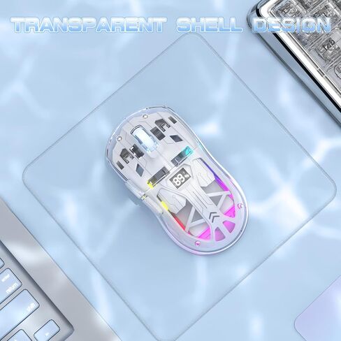 ZIYOU LANG A2 Transparent Wireless Gaming Mouse with Battery Level Display,Bluetooth/2.4G Wireless PC Mice,3D RGB Backlit,5 Million Clicks,PixArt 3212,up to 4000 DPI for Win/MAC,Purple in Kuwait
