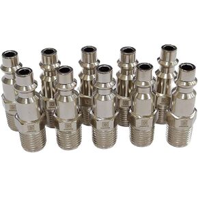 COSMOSTAR Industries Steel 1/4" MNPT Air Plug Fitting, 1/4 Inch Plug and 1/4" NPT Connector - Industrial Type Quick Connect Plugs (1/4" PMNPT0, 10 PCS)