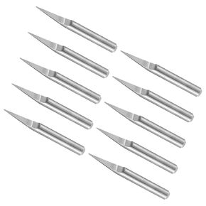 Engraving CNC Router Bits, 0.3mm (0.012") Tip Width 20 Degree Angle 1/8" Shank Solid Carbide 2-Flute V Groove Carving Bits - (Applications: for Wood Acrylic Plastic), 10-Pieces