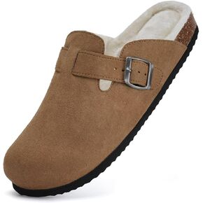 Torotto Womens Clogs Fuzzy Cork Footbed Slippers Arch Support Potato Shoes with Adjustable Buckle