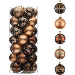 Valery Madelyn Christmas Tree Ornaments Set, 35ct Red Green and Gold Shatterproof Christmas Tree Decorations Bulk, 2.36 Inches Traditional Country Hanging Ball Ornaments for Xmas Trees Holiday Decor