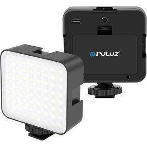 PULUZ Photography Fill Light Camera Video Light With 64 LED Beads for Camera/Video Shooting, Photography Lighting Kit 6000-6500K Natural White Light, Adjustable Brightness Cold Shoe & 1/4" Screw Mount