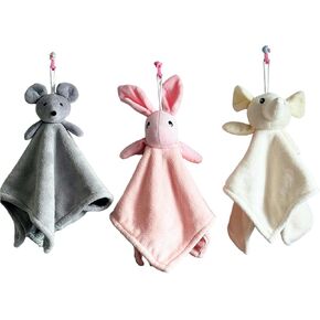 3 pcs per pack cartoon hand towels for kids, length 30cm width 15cm height 13cm, Pink Gray Beige