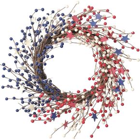 26 Inch Mesh Patriotic Front Door Wreath ​4th July Independence Day Wreath America Patriotic Flag Burlap Farmhouse Wreath Memorial Day Americana Wreath Summer Front Door Wreath Window Hanging Decor
