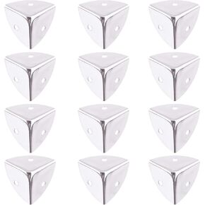 12 Pcs Silver Color Metal Case Box Cabinet Corner Protectors Decorative Edge Cover Safety Guards, 1 x 1 x 1 Inch