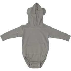 Newborn Baby Boy Girl Long Sleeve Hoodie Onesie Romper Solid Color Hooded Sweatshirt