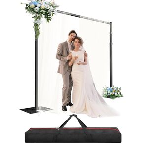Pipe and Drape Backdrop Stand Kit, Heavy Duty Backdrop Stan10ftx10ft, Adjustable Background Stand for Photography, Wedding, Party, Events Decoration-Black