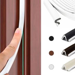 Door Weather Stripping Kerf Weather Stripping Soundproof Seal Door Seal Strip V-Shaped "Q" Foam Exterior Door Frame for Doors and Windows with Slot Card Slot Seals Large Gap(Black,19.7FT)