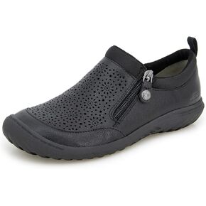 JBU Women's Avery Wide Comfort Casual Side Zipper Dress Shoe, Black, 9