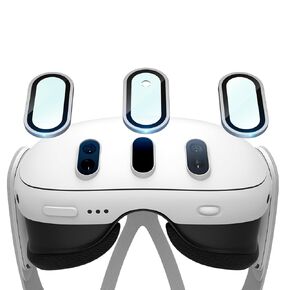 Laeuzn Camera Lens Protector with Oculus Meta Quest 3 Accessories, Camera Screen Protector Cover, 9H Thin Tempered Glass, Anti-Scratch, Alloy Frame, High Definition Lens Accessories (Silver)
