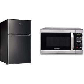 Walsh WSR31TS1 Compact Refrigerator,  Dual Door Fridge, Adjustable Mechanical Thermostat with True Freezer, Reversible Doors,3.1 Cu.Ft, Stainless Steel Look