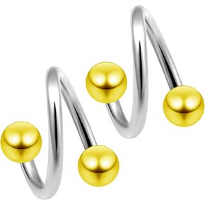 14g 14 Gauge 1.6mm Twisted Barbell Surgical Steel Eyebrow Twist Lip Navel Bars Ear Tragus Twister Earring Spiral 4mm Balls