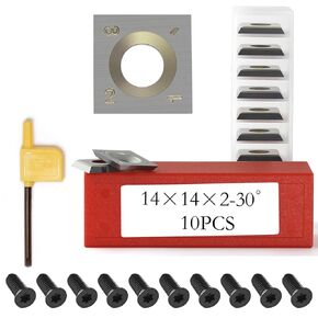 14mm Square Carbide Inserts Cutters Indexable Inserts 4 Edges 14 x 14 x 2mm for Woodworking Spiral Helical Planer Head Wood Planer Bit DIY Wood Lathe Turning Tools 10pcs