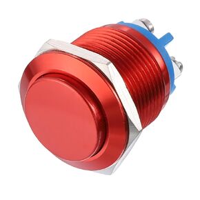uxcell Momentary Metal Push Button Switch 19mm Mounting Dia 1NO SPST Black LED Light, High Round Head, 1pcs