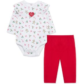 Little Me Clothes for Baby Girls' Holiday Bodysuit and Dress Set, 3 Months - 12 Months