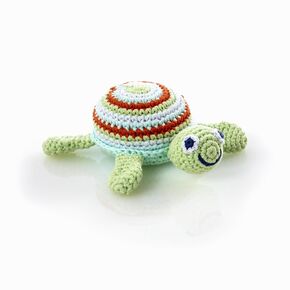 Pebble Fair Trade Hand Crochet Turtle Rattle - Green