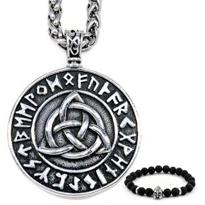 BAVIPOWER Celtic Triquetra Viking Rune Pendant Necklace 4mm Keel Chain Stainless Steel Asatru Pagan Jewelry for Men Women