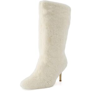 CUSHIONAIRE Women's Posh Faux Shearling Furry Boot with Stiletto Heel, +Memory Foam, Wide Widths Available