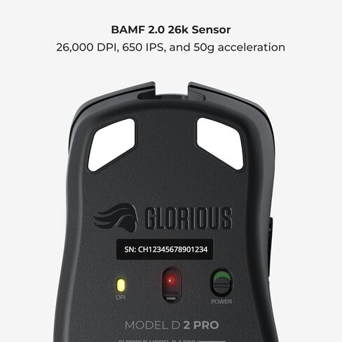 GLORIOUS Gaming Model D 2 PRO Wireless Gaming Mouse - 2.4GHz Wireless 1ms delay, 100M clicks, 60g Ultralight, Long Battery Life, 26K DPI BAMF 2.0 Sensor, Ergonomic, 6 Buttons, PTFE Feet in Kuwait