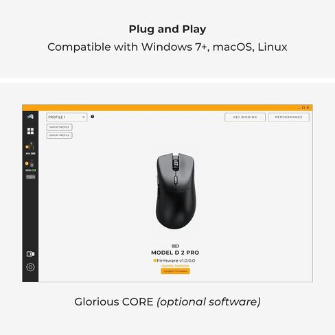 GLORIOUS Gaming Model D 2 PRO Wireless Gaming Mouse - 2.4GHz Wireless 1ms delay, 100M clicks, 60g Ultralight, Long Battery Life, 26K DPI BAMF 2.0 Sensor, Ergonomic, 6 Buttons, PTFE Feet in Kuwait
