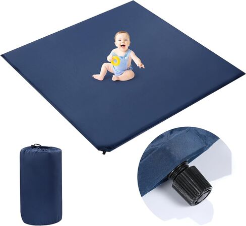 MABOZOO Self-Inflating Baby Play Mat, 50x50x1.2 Inch Foldable Baby Playpen Mat for Babies, Toddlers, Infants, Waterproof Roll Up Baby Crawling Mat with Travel Bag for Indoor & Outdoor (Grey) in Saudi Arabia