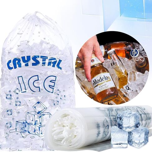 100pack Ice Bags 5lb for Ice Machine,Ice Bags with Drawstring Heavy-Duty Ice Cube Bags, Reusable Ice Bag Portable Storage and Freezer Keeper in Saudi Arabia