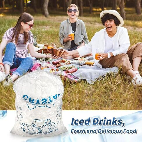 100pack Ice Bags 5lb for Ice Machine,Ice Bags with Drawstring Heavy-Duty Ice Cube Bags, Reusable Ice Bag Portable Storage and Freezer Keeper in Saudi Arabia