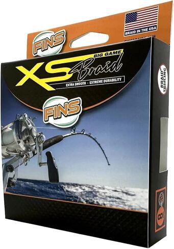 FINS XS Big Game Braid - USA Made - 8-End Round Abrasion Resistant Braided Fishing Line for Freshwater/Saltwater Trolling and Bottom Fishing - Green - 80 lb - 300 Yds in Saudi Arabia