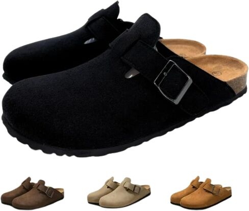 Women's Suede Clogs & Mules Stylish Leather Mules with Arch Support and Cork Footbed Couple's Clogs for Women in Saudi Arabia