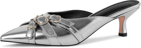 Women's Strap Heeled Mules Pointed Toe Kitten Heels Dress Pumps in Saudi Arabia