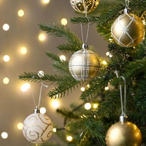 Valery Madelyn Christmas Tree Ornaments Set, 35ct Red Green and Gold Shatterproof Christmas Tree Decorations Bulk, 2.36 Inches Traditional Country Hanging Ball Ornaments for Xmas Trees Holiday Decor in Saudi Arabia
