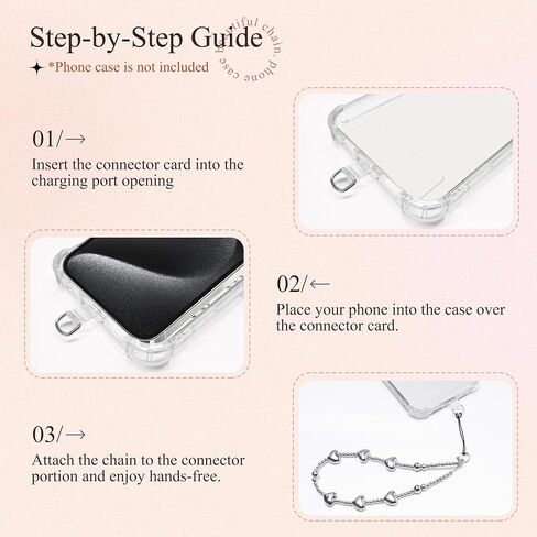 GVIEWIN Phone Charm Beaded Wrist Strap with Tether Tab | Hands-Free & Anti-drop, Detachable Phone Chain Wristlet for Women Girls for iPhone & Most Smartphones, Silver Love in Kuwait